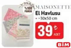 MAİSONETTE EL HAVLUSU 30X50 CM indirimli fiyat MAİSONETTE EL HAVLUSU 30X50 CM fiyat ve kampanya bilgisi